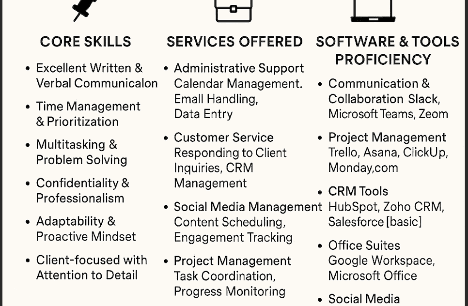 I help in general & executive Virtual assistance and bookkeeping
