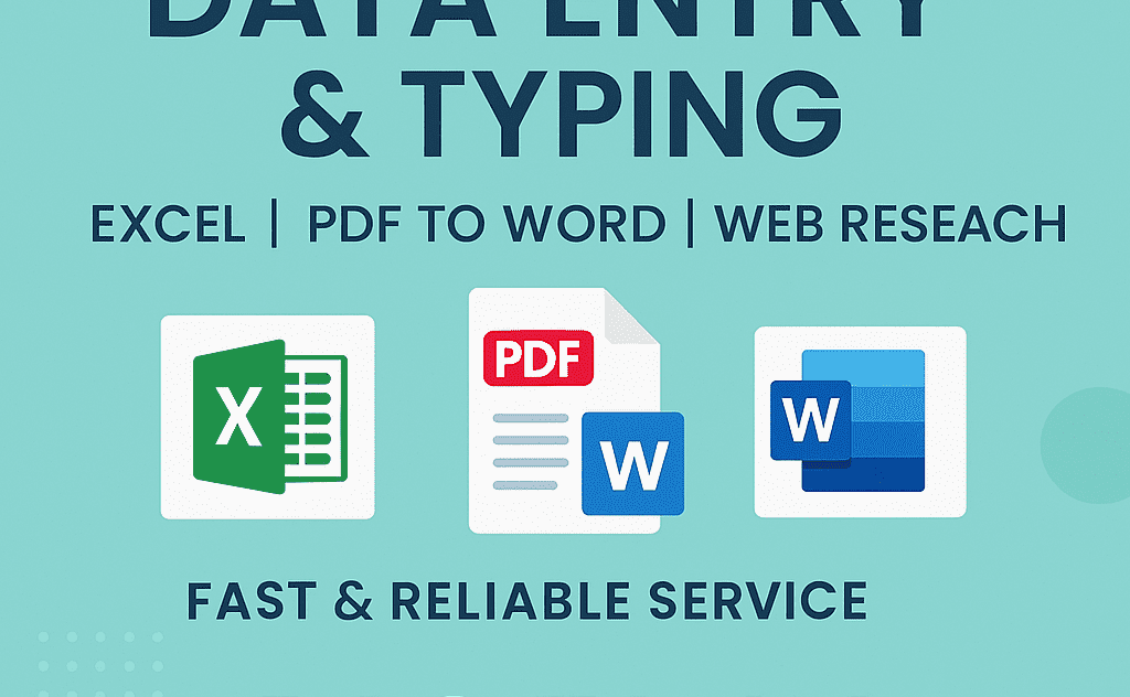 I will do accurate data entry, typing work, and Excel data cleaning