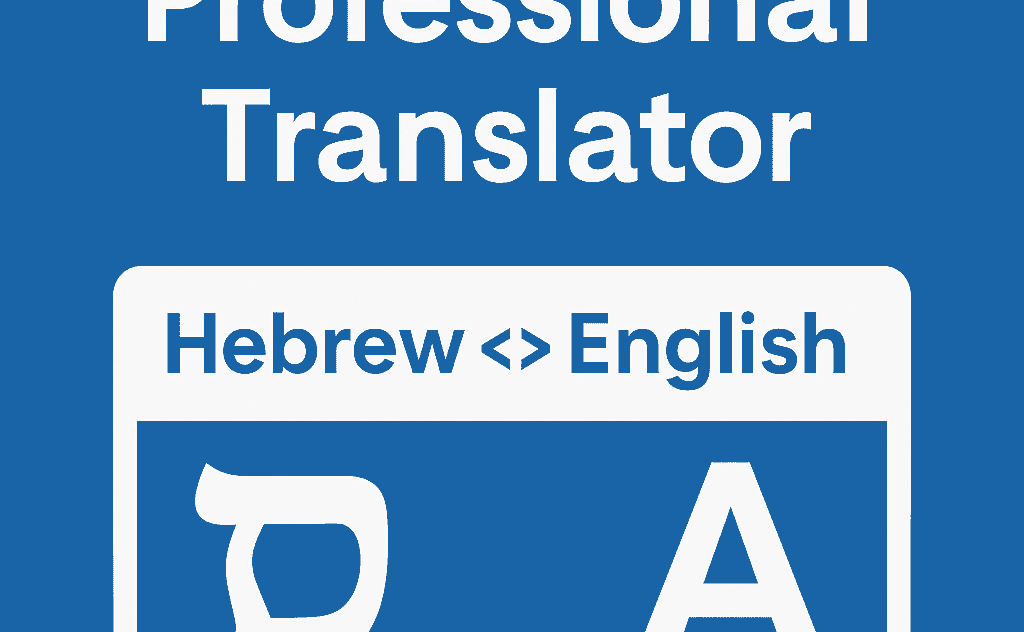 I will professionally translate Hebrew to English or English to Hebrew