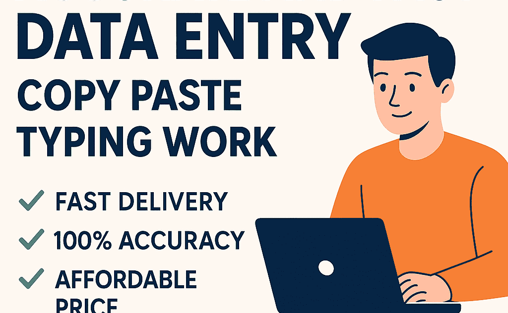 I will do accurate and first data entry, copy paste and typing work.