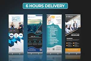 I will do roll up, retractable banner, and sign design in 6 hours