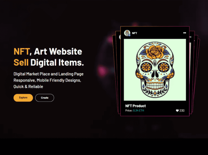create nft website, nft landing page, nft marketplace