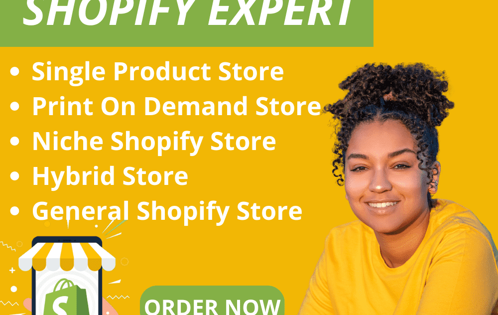 I will build automated shopify dropshipping website, one product store, shopify store redesign, for shopify sales