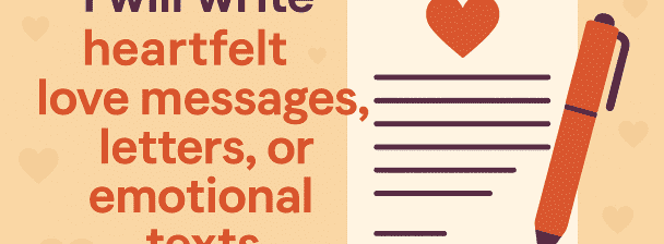 I will write heartfelt love messages, letters, or emotional texts for any occasion