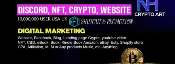 I will advertise your crypto, discord, ico, token, link and nft website promotion