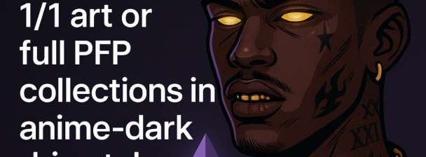 I’ll design custom NFT 1/1 art or full PFP collections in anime dark drip style