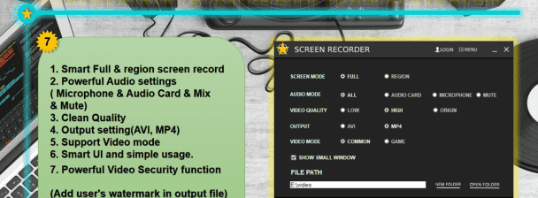 I'll provide Screen Recorder tool like Bandicam