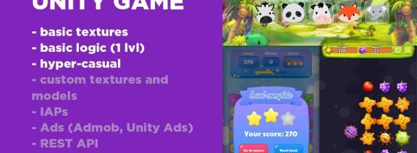 I will create unity 2d, 3d game with iap, ads and publishing