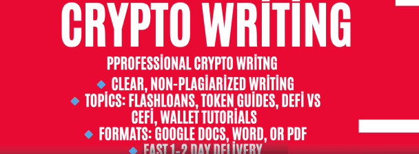 I will write clear and original crypto blogs, tutorials, and documentation