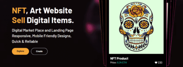 create nft website, nft landing page, nft marketplace
